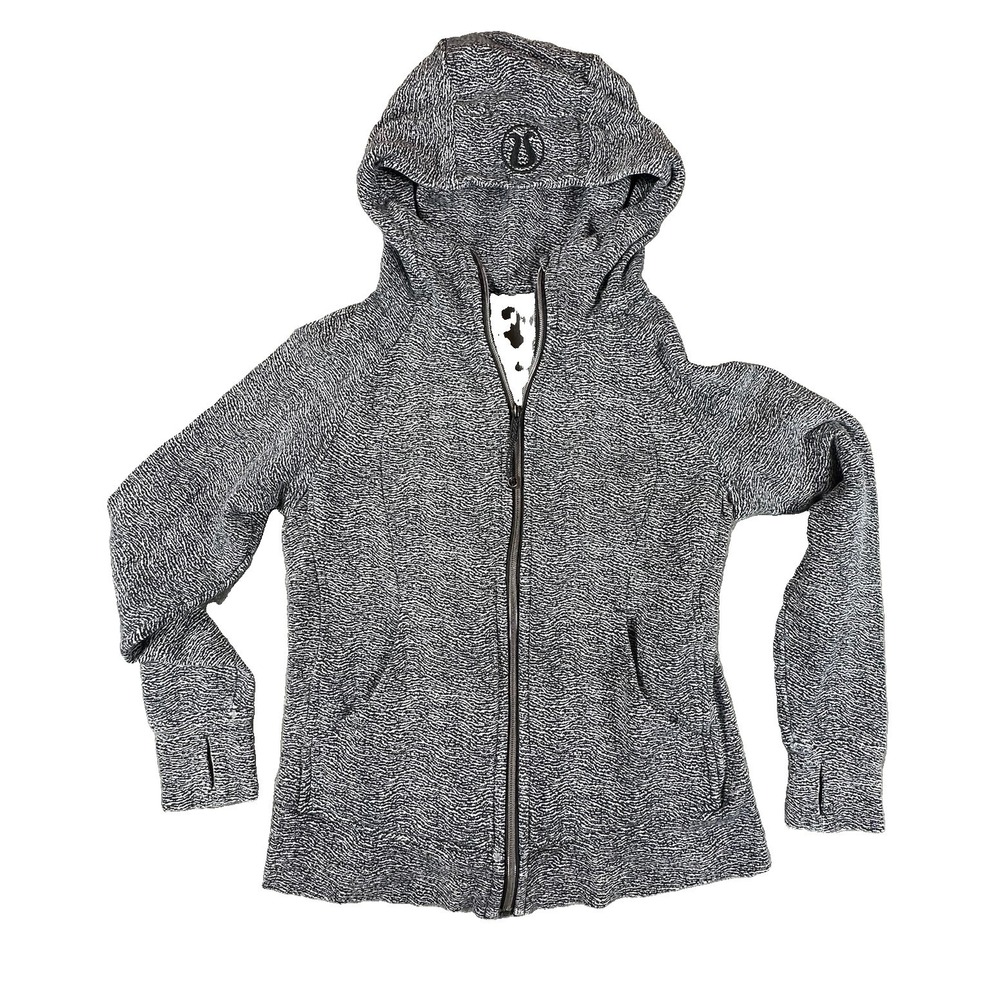 Lululemon Scuba Hoodie Splatter White Black Full Zip Sweatshirt Womens Sz. 8